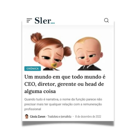 Num mundo em que todo mundo é CEO e diretor, sou imperatriz da Cássia Zanon textos&nbsp;etc.